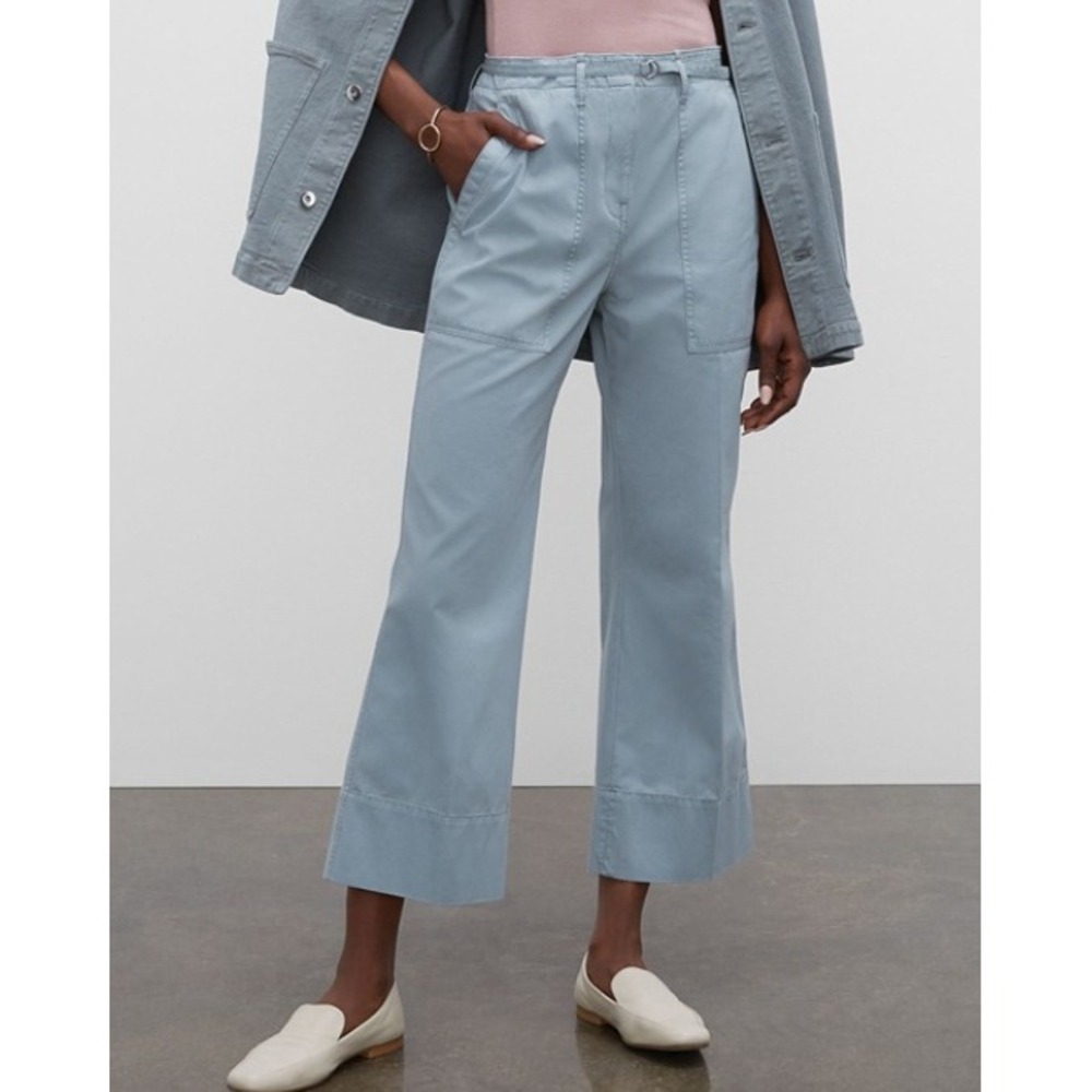 CLUB MONACO 100% Cotton Tea Dyed Boot Chino Pants Teal Women Size 6 Wide Leg